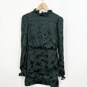 Saloni Mini Dress Womens 6 Rina B Jacquard Luxury Gala Glam Silk Blend Emerald